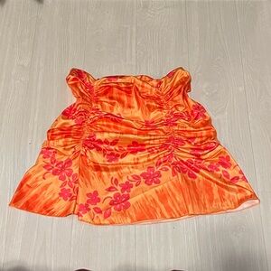 pink + orange mini skirt